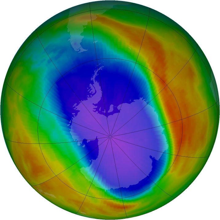 Antarctic ozone map for 06 October 1991